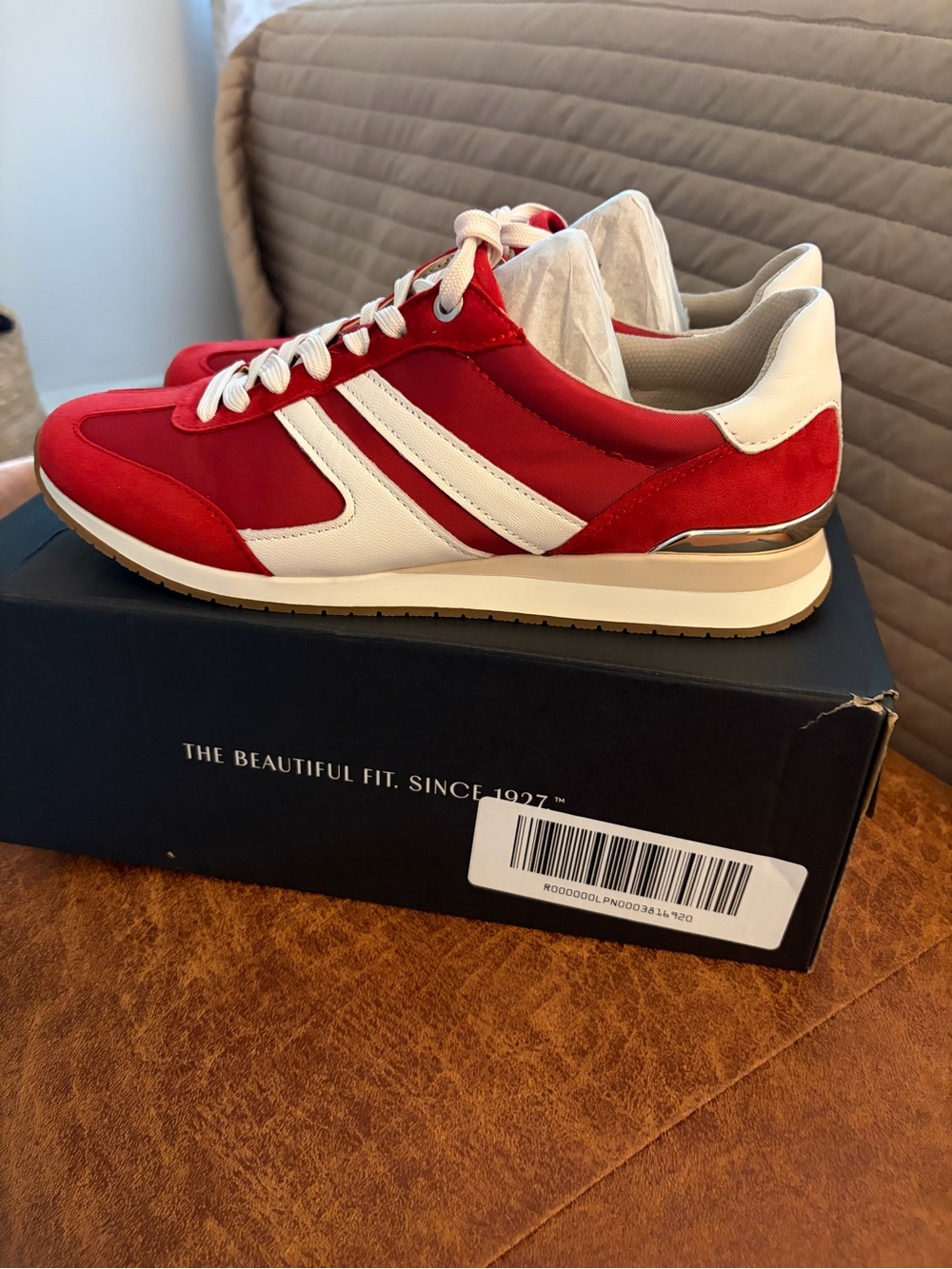 Naturalizer Red and White Retro Runner Sneakers